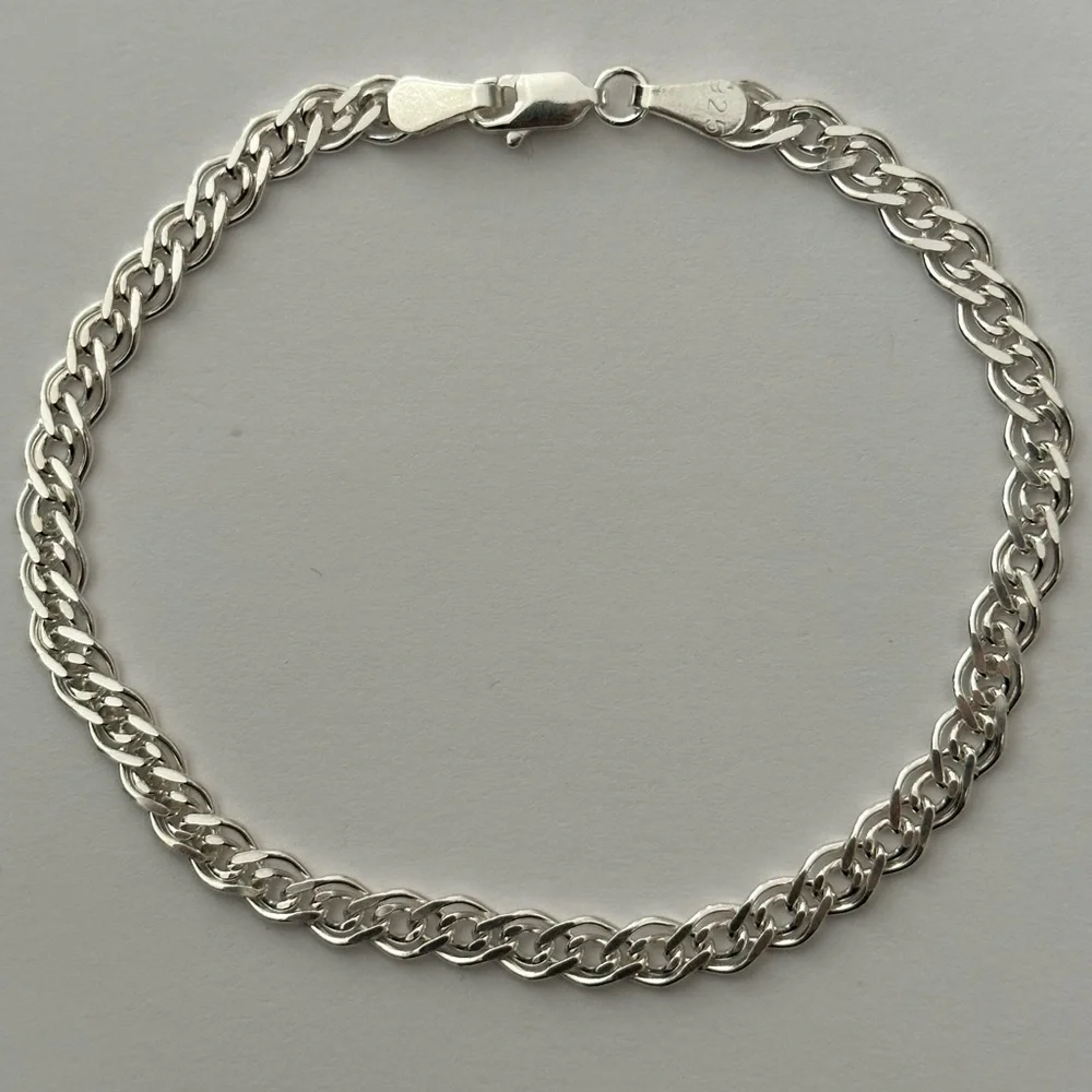 Link chain 8.5” 5mm 925 silver bracelet unisex rambo